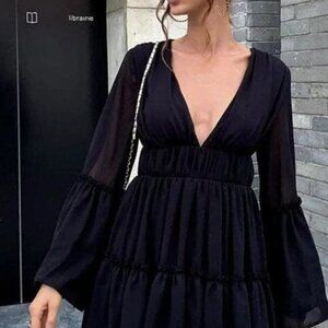 Missord V-neck Ruffle Hem Vacation Dress